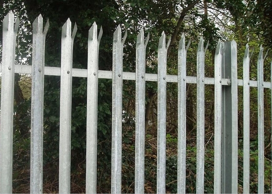 D Section Palisade Fence Panels , 9ft Length Backyard Metal Fencing